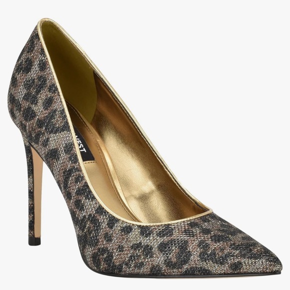 Nine West Gold Leopard Pumps Size 6.5 - Picture 1 of 6